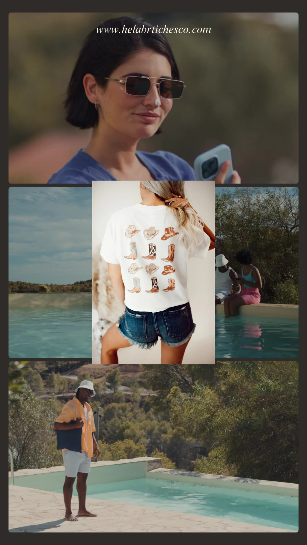 White Double-Side Cowboy Hat & Boots Graphic Tee