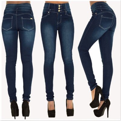 Denim Pencil Pants Stretch Jeans High Waist Pants Women High Waist Jeans