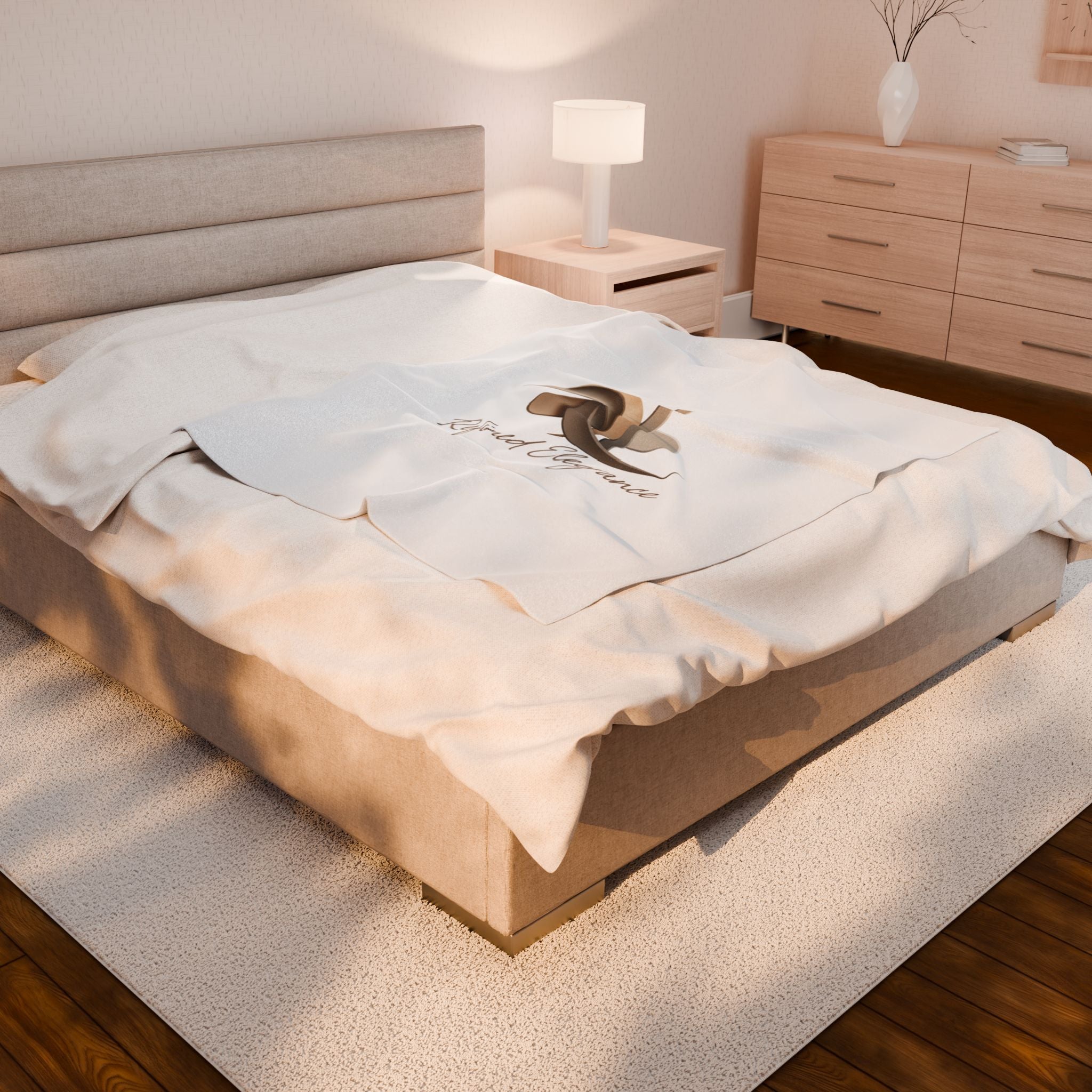 Refined Elegance Velveteen Plush Blanket | Quiet Luxury, Neutral Minimalist