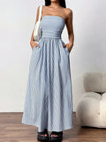Fashion Chic Sexy Strapless Pocket Long Dress for Women