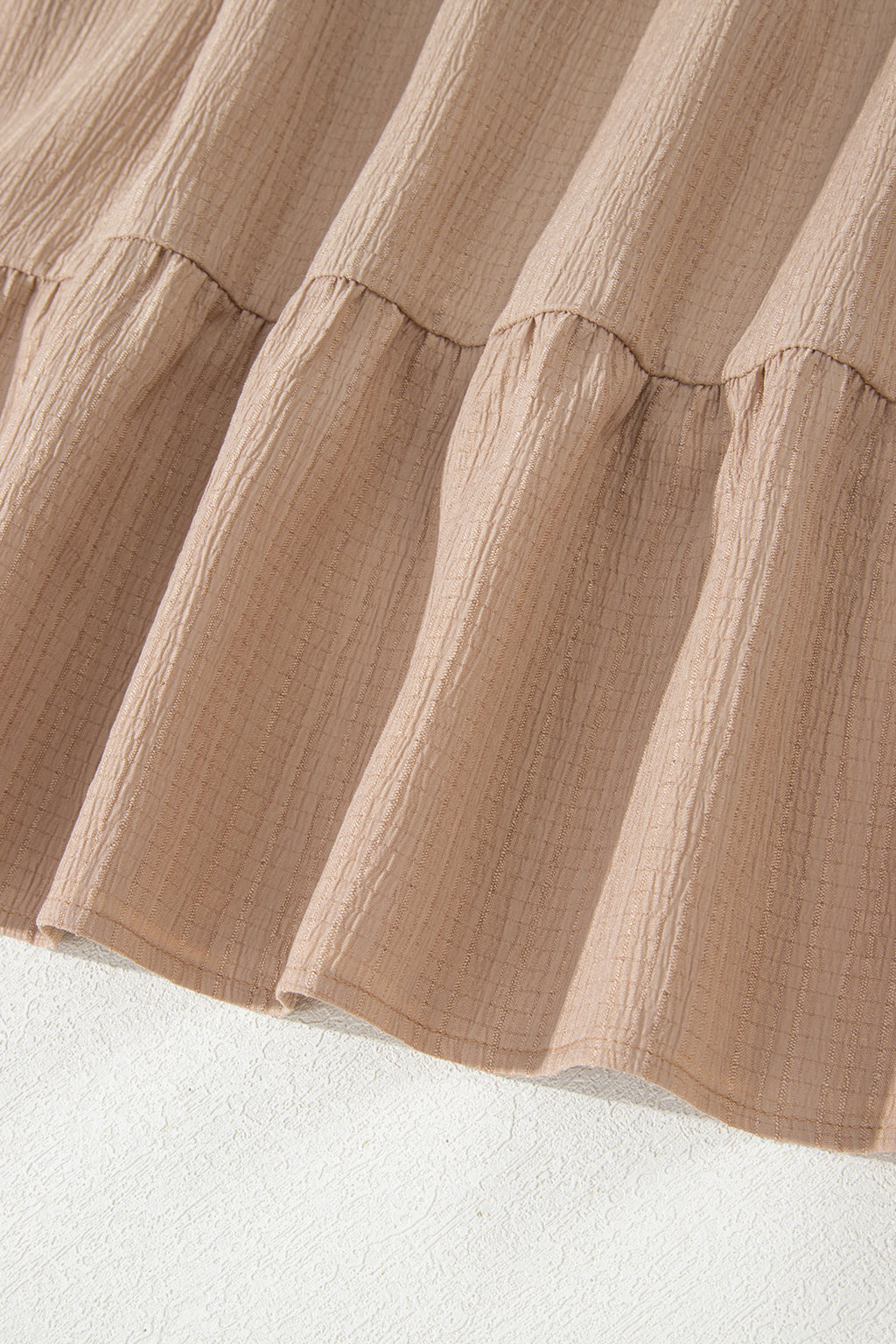 Dark Khaki Plus Size Textured Ruffled Short Sleeve Dress