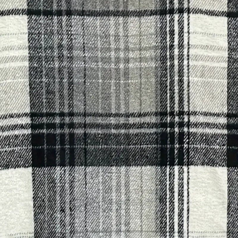 Women's Notch Lapel Check Print Long Sleeve Shirt - Button Front Pocket Detail Casual Blouse