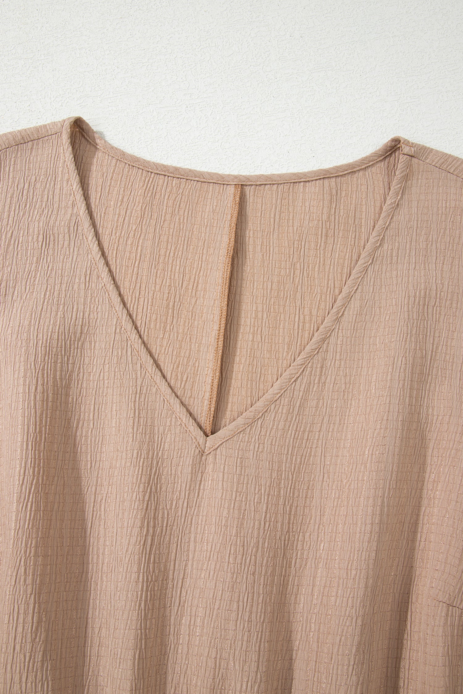 Dark Khaki Plus Size Textured Ruffled Short Sleeve Dress