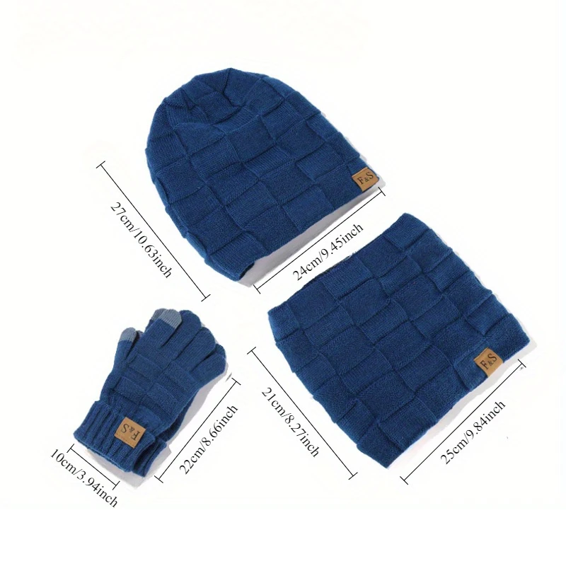 NNETM Winter Cashmere Hat Scarf Gloves Set